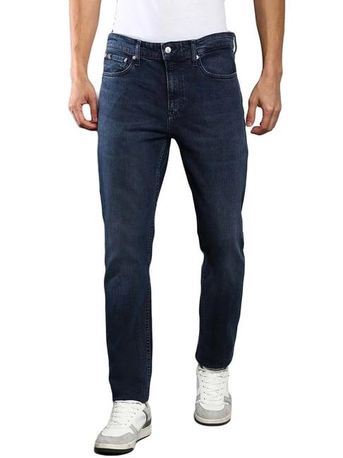 calvin klein jeans blue cotton slim fit jeans