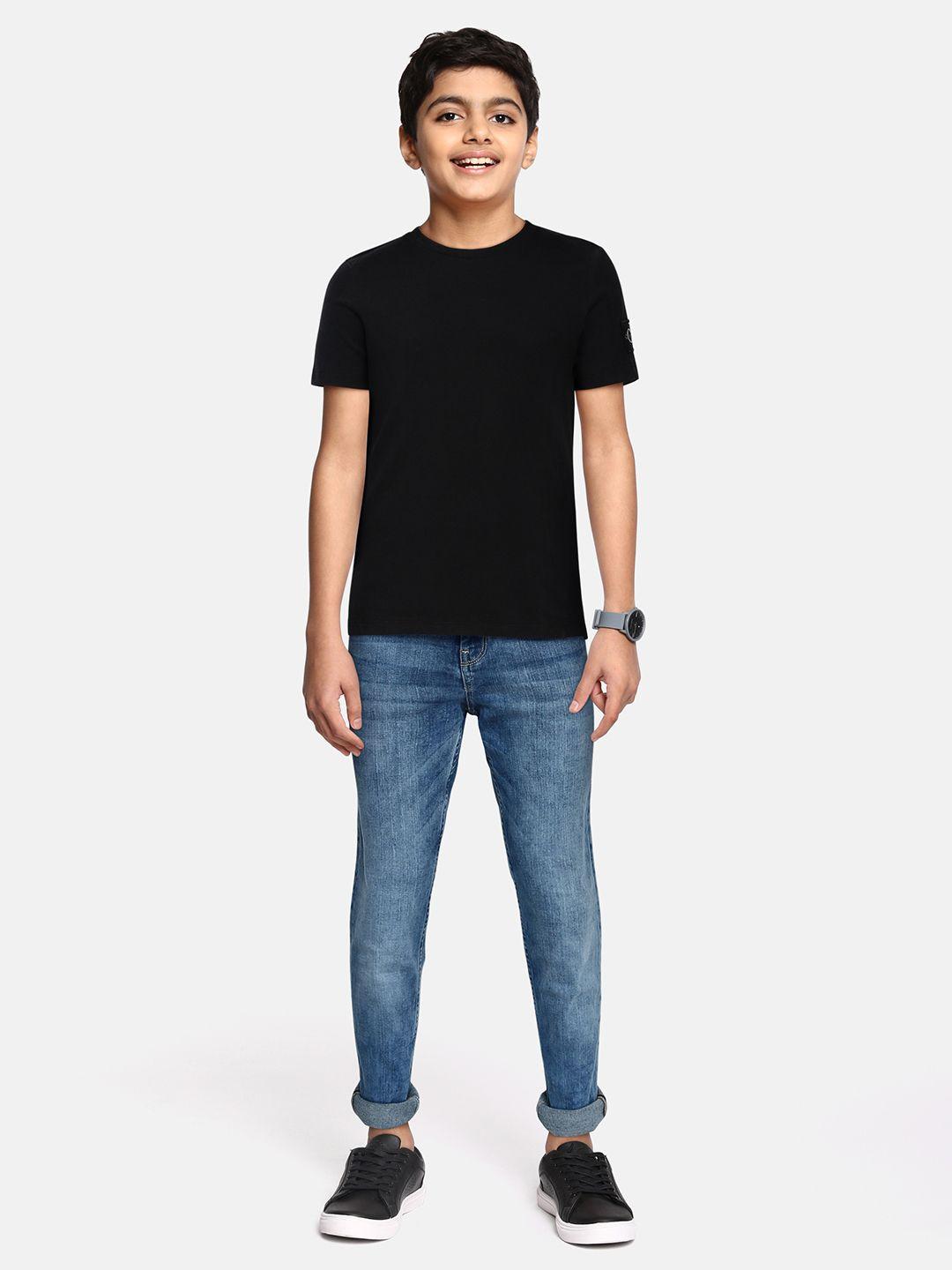 calvin klein jeans boys black solid t-shirt