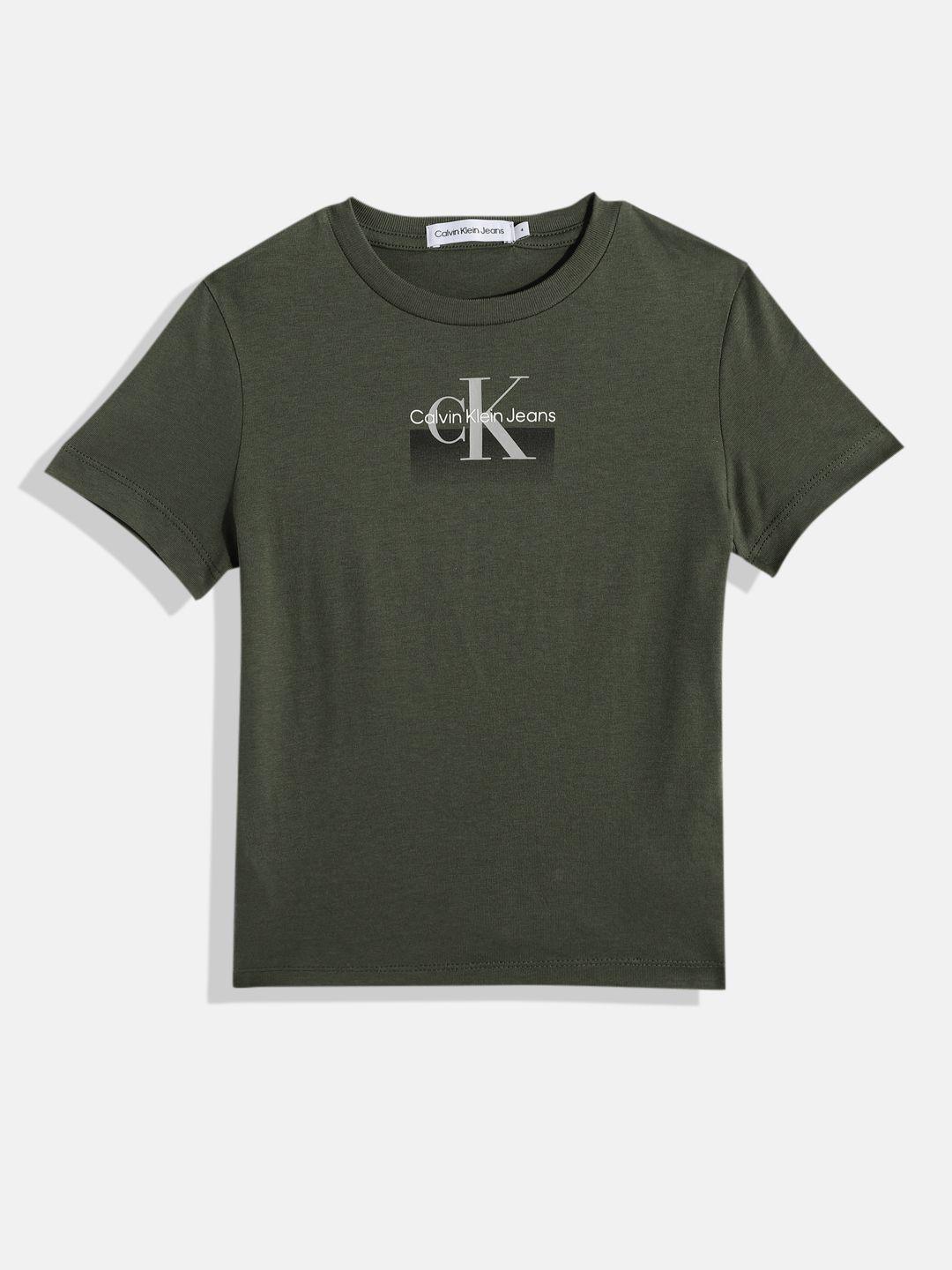 calvin klein jeans boys brand logo printed organic cotton t-shirt