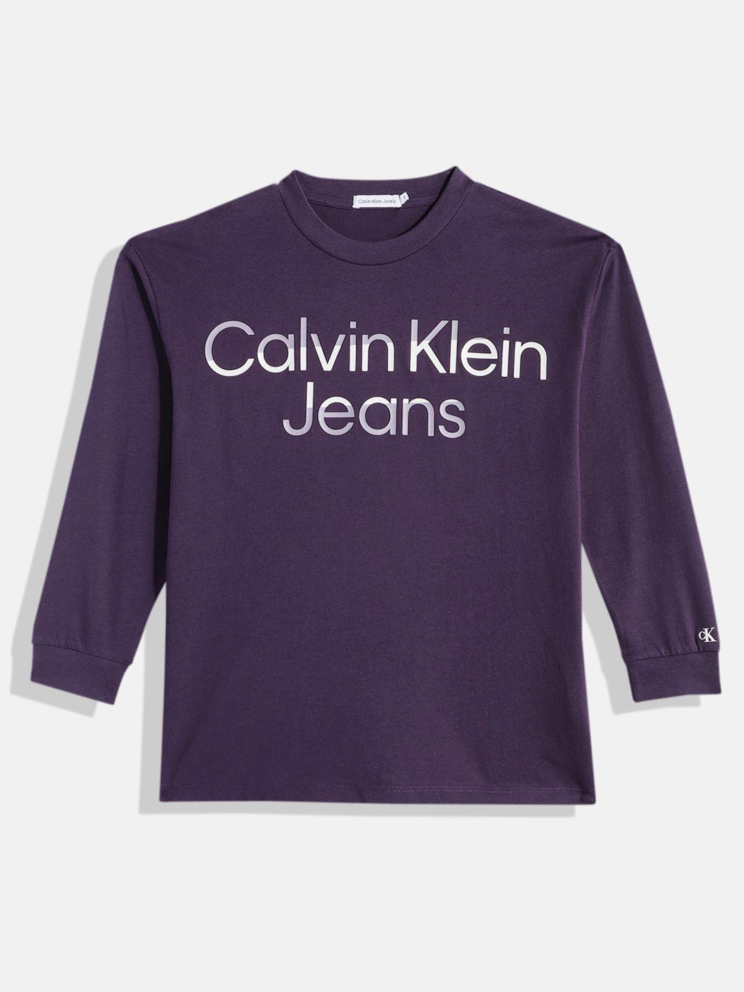 calvin klein jeans boys brand logo printed pure cotton t-shirt