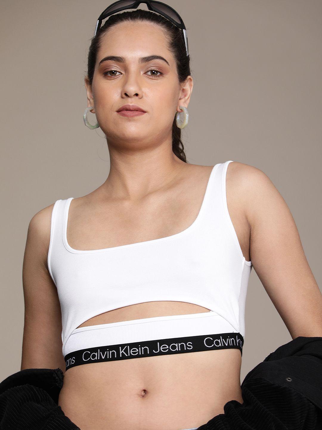 calvin klein jeans bralette crop top with cut-out detail