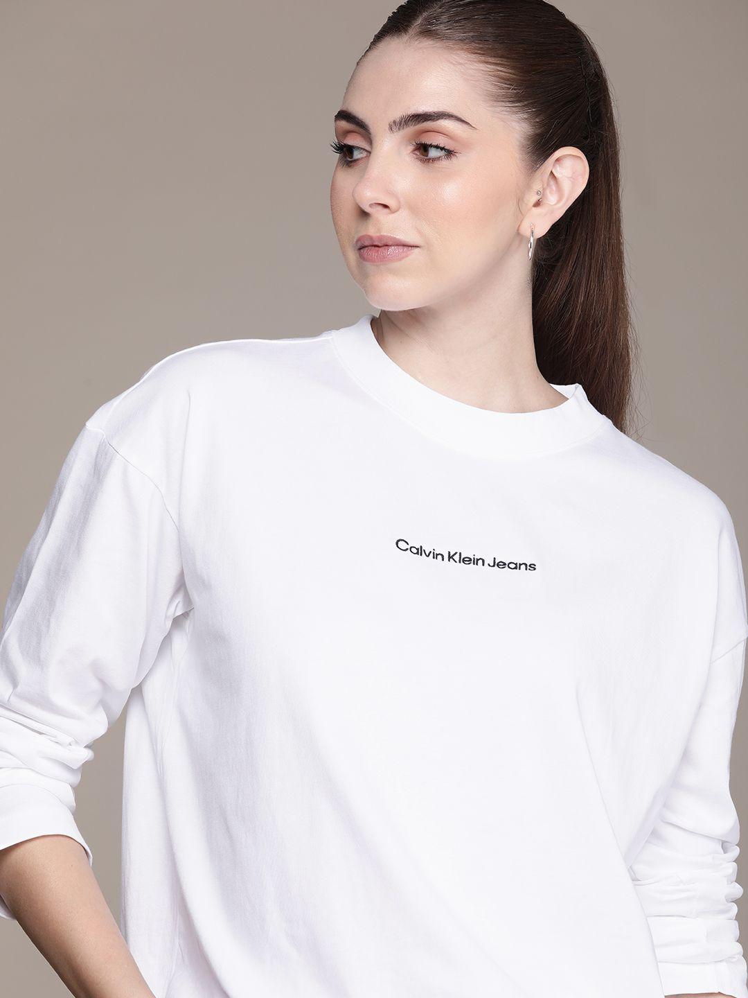 calvin klein jeans brand logo minimal embroidered detail pure cotton t-shirt