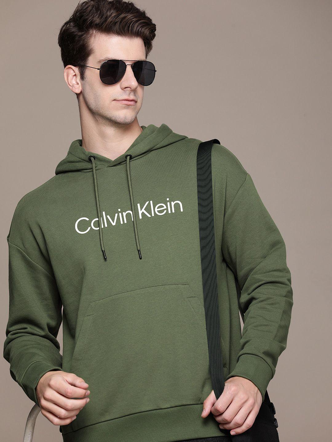 calvin klein jeans brand logo printed hooded pure cotton sweatshirt