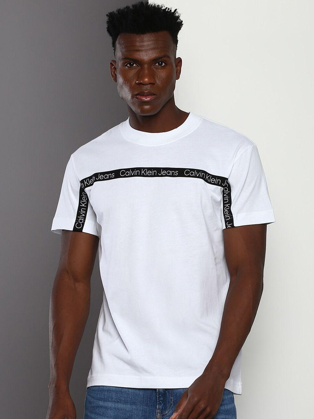 calvin klein jeans brand logo printed pure cotton t-shirt