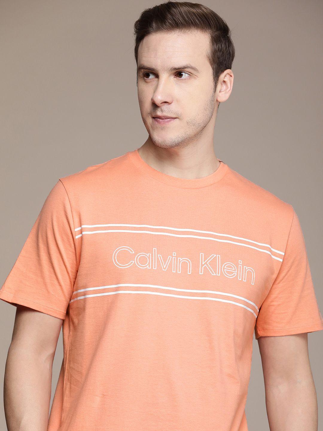 calvin klein jeans brand logo printed pure cotton t-shirt