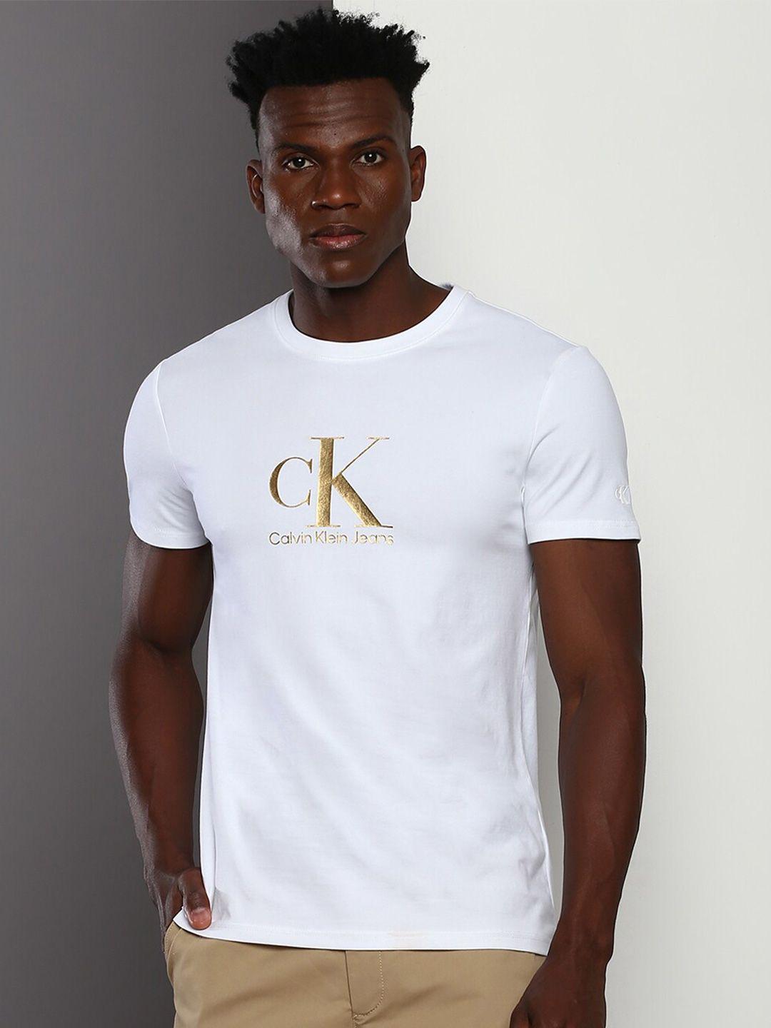 calvin klein jeans brand logo printed round neck slim fit t-shirt