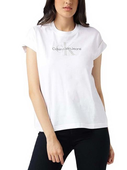 calvin klein jeans bright white logo relaxed fit t-shirt