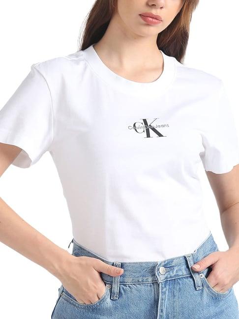 calvin klein jeans bright white logo slim fit t-shirt