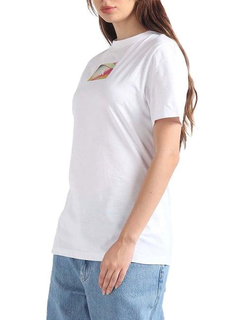calvin klein jeans bright white logo slim fit t-shirt