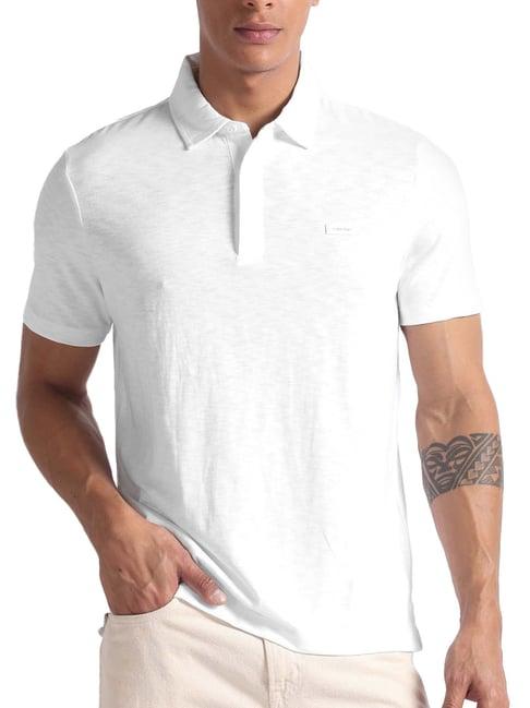 calvin klein jeans bright white regular fit polo t-shirt