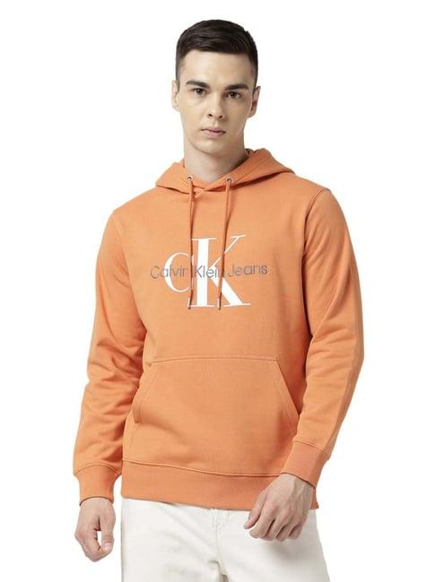 calvin klein jeans burnt clay embroidery regular fit hoodie