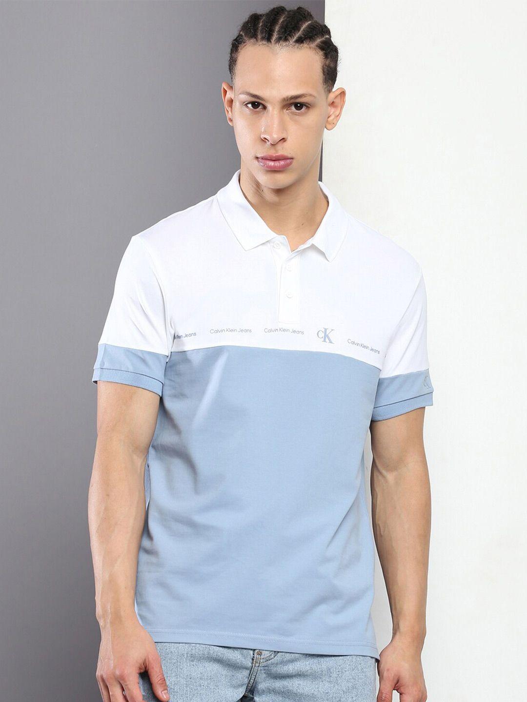 calvin klein jeans colourblocked polo collar slim fit t-shirt