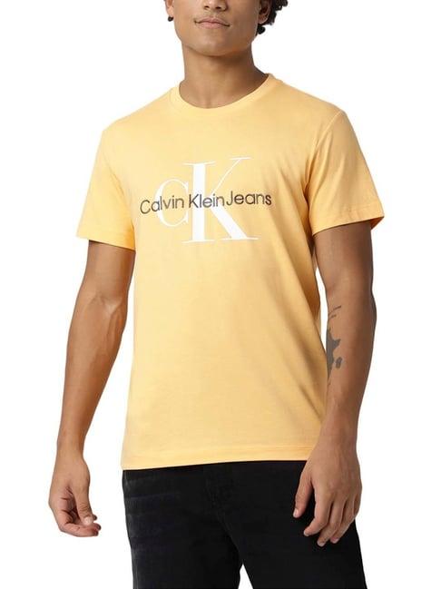 calvin klein jeans crushed orange logo regular fit t-shirt