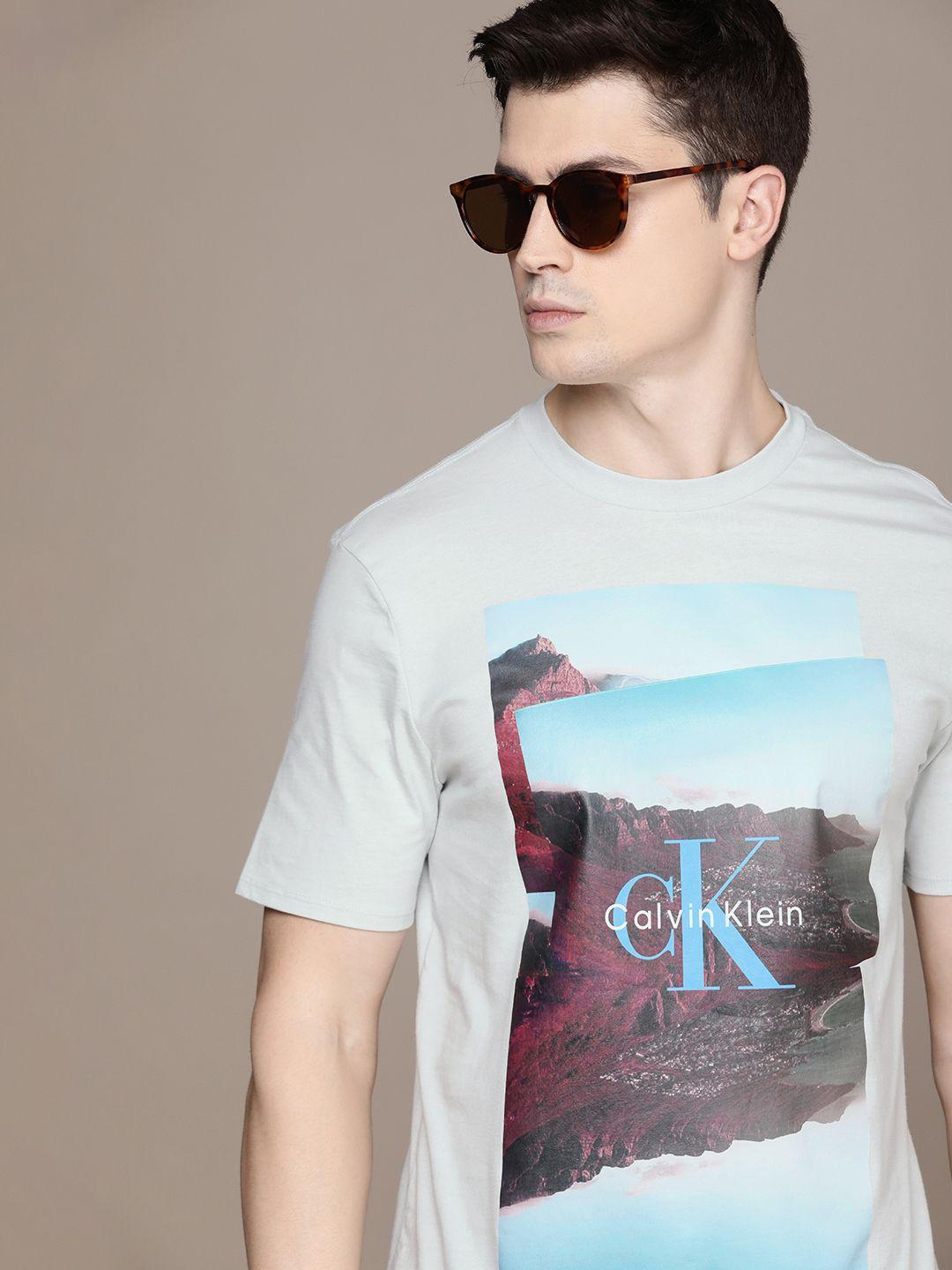calvin klein jeans graphic & brand logo printed pure cotton t-shirt