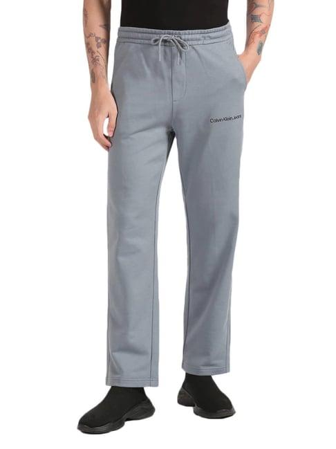 calvin klein jeans grey cotton regular fit trackpants