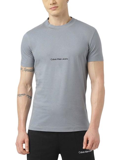 calvin klein jeans grey logo regular fit t-shirt