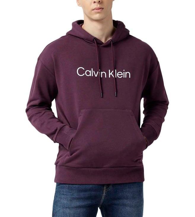 calvin klein jeans italian plum printed comfort fit hoodie
