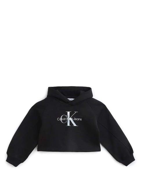 calvin klein jeans kids black logo print hoodie