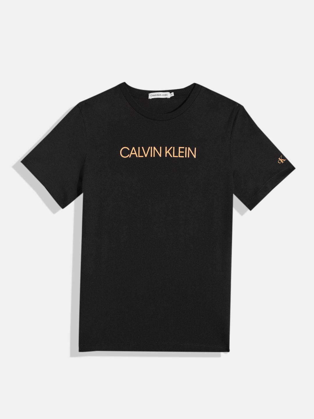 calvin klein jeans kids brand logo printed pure cotton t-shirt