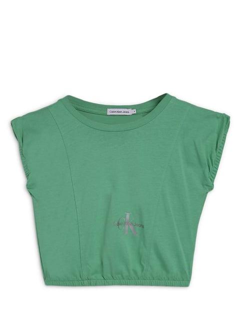 calvin klein jeans kids green logo top