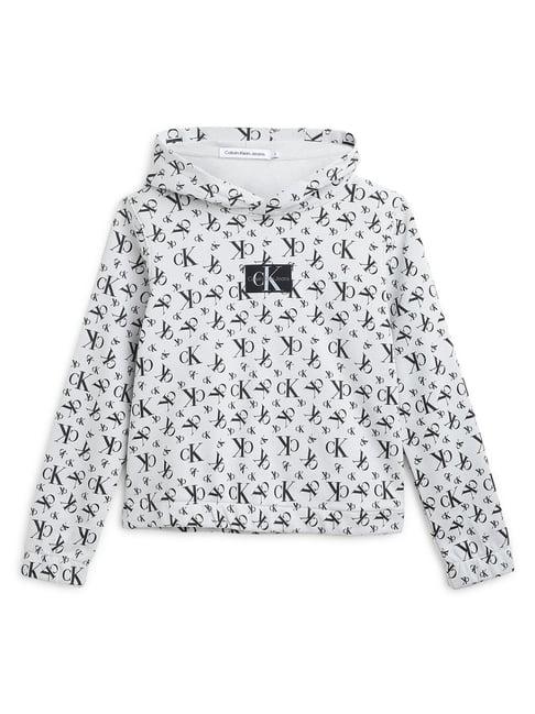 calvin klein jeans kids grey logo regular fit hoodie