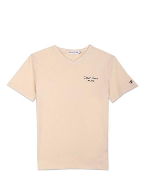 calvin klein jeans kids peach cotton regular fit t-shirt