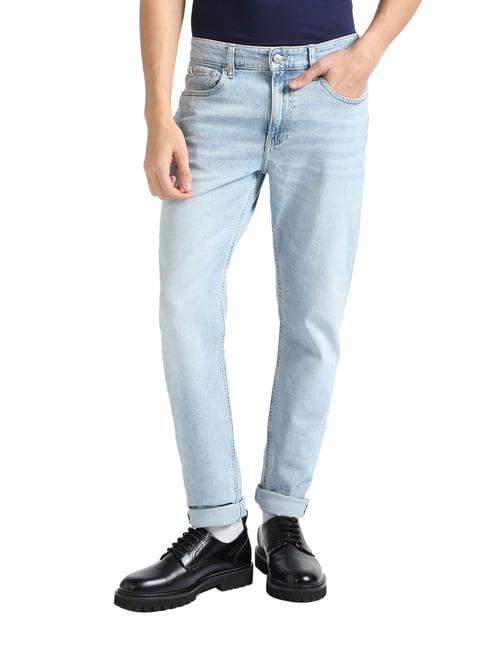 calvin klein jeans light blue cotton slim fit jeans