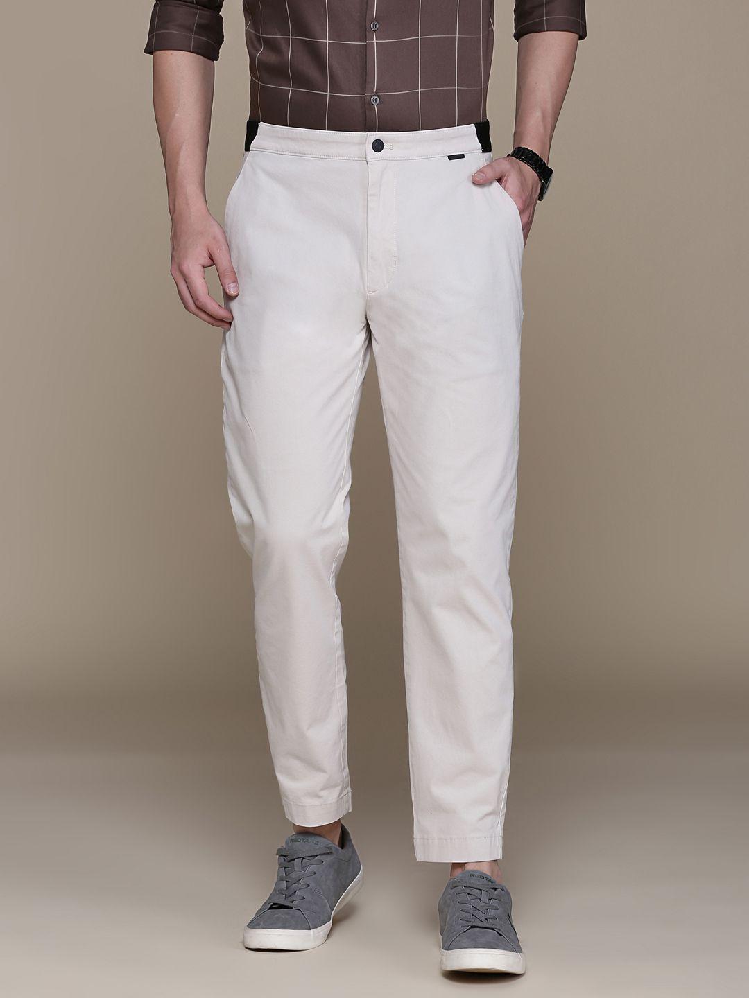 calvin klein jeans men beige original tapered fit trousers