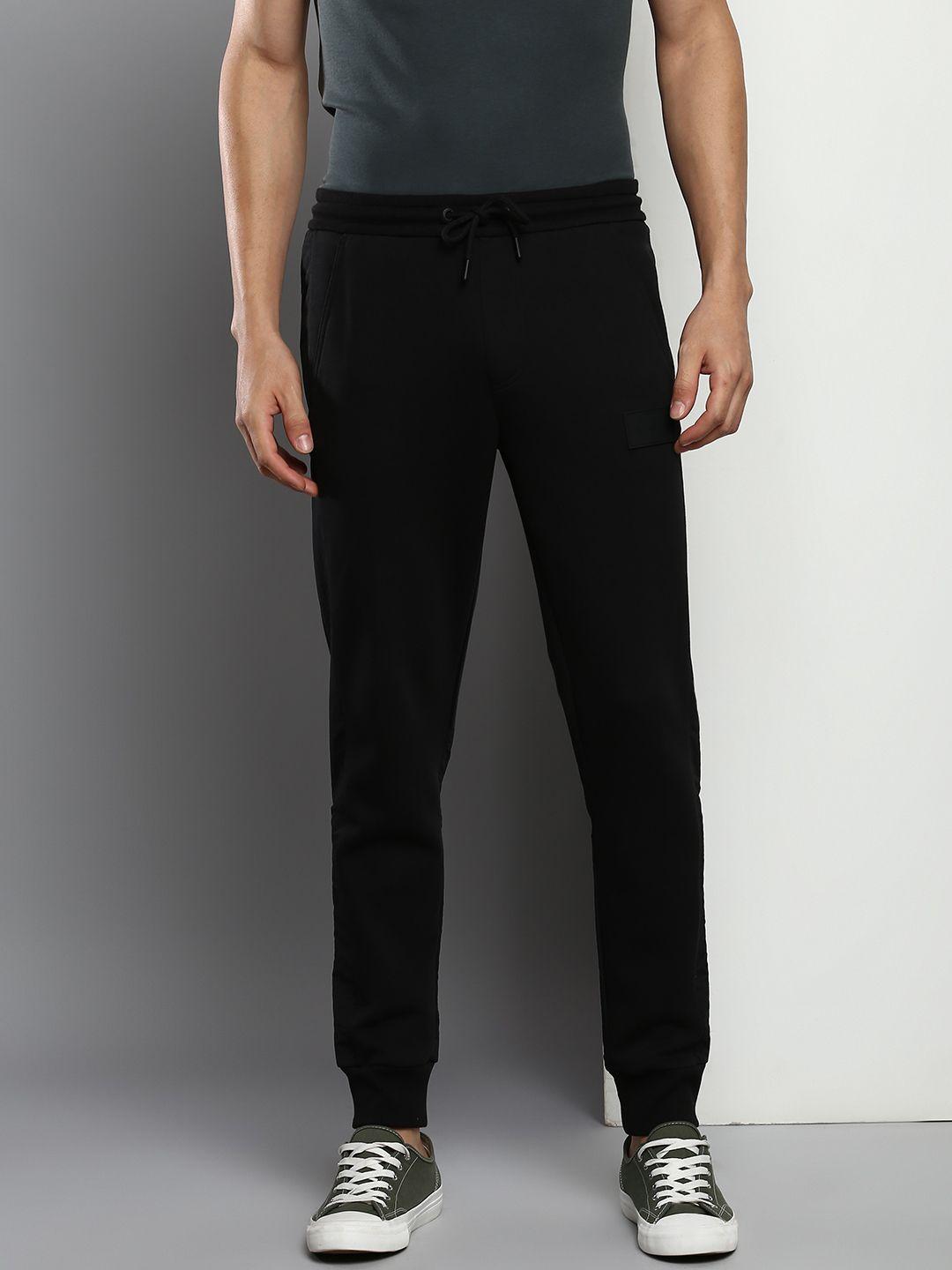 calvin klein jeans men black solid regular fit joggers