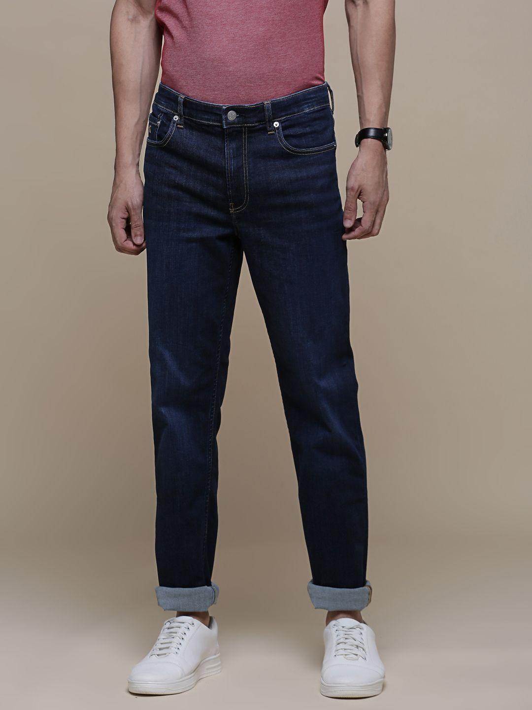 calvin klein jeans men blue super skinny fit mid-rise light fade jeans