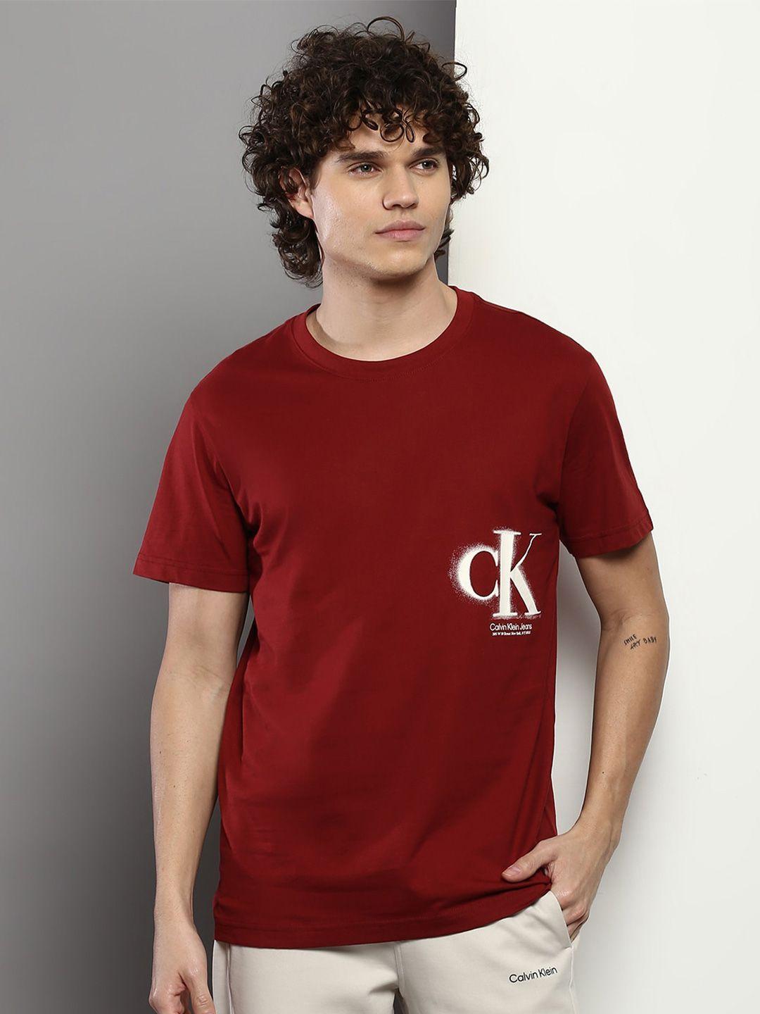 calvin klein jeans men brand logo printed casual t-shirt