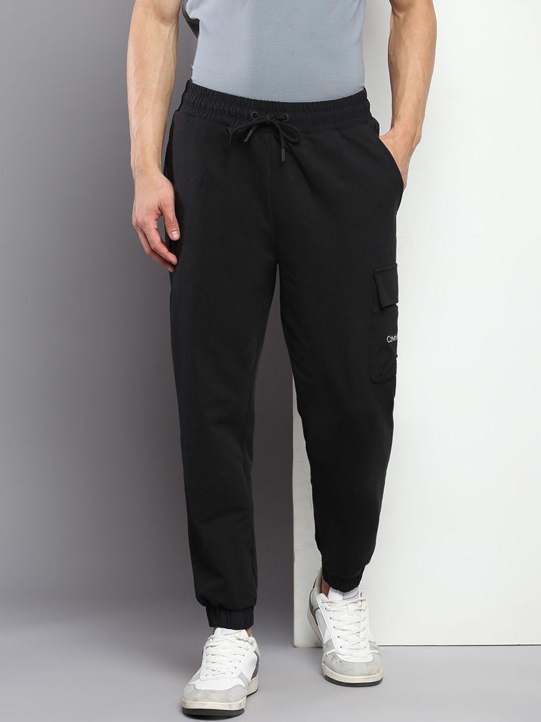 calvin klein jeans men brand logo printed mid-rise joggers