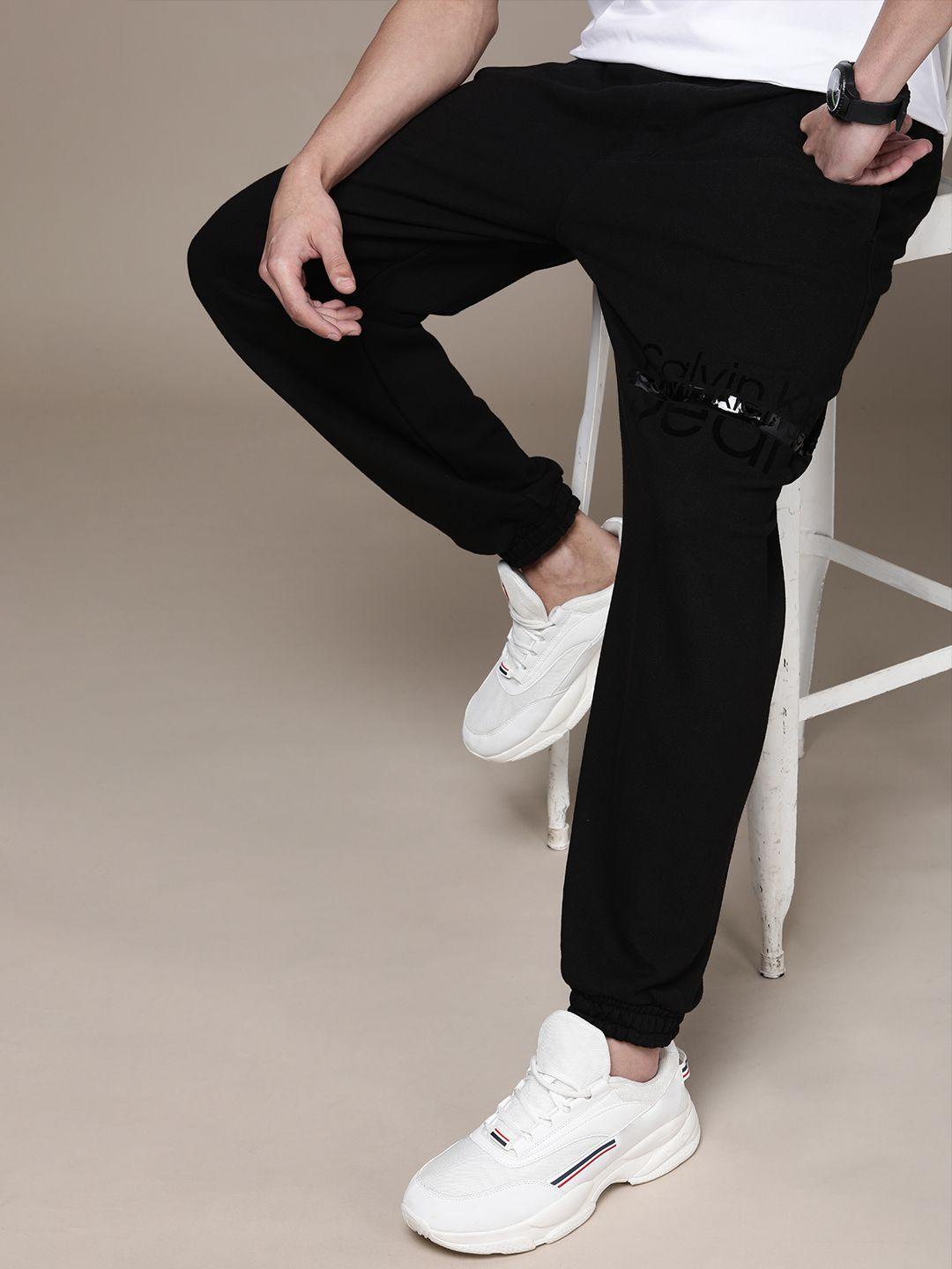 calvin klein jeans men brand logo printed pure cotton joggers
