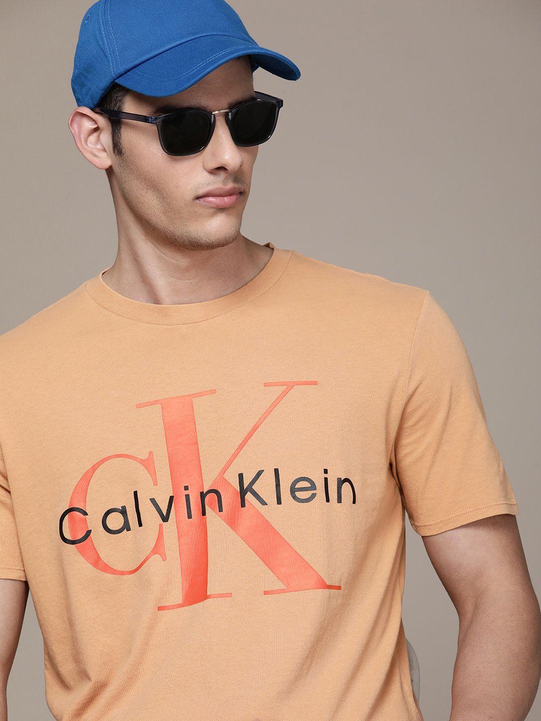 calvin klein jeans men brand logo printed pure cotton t-shirt