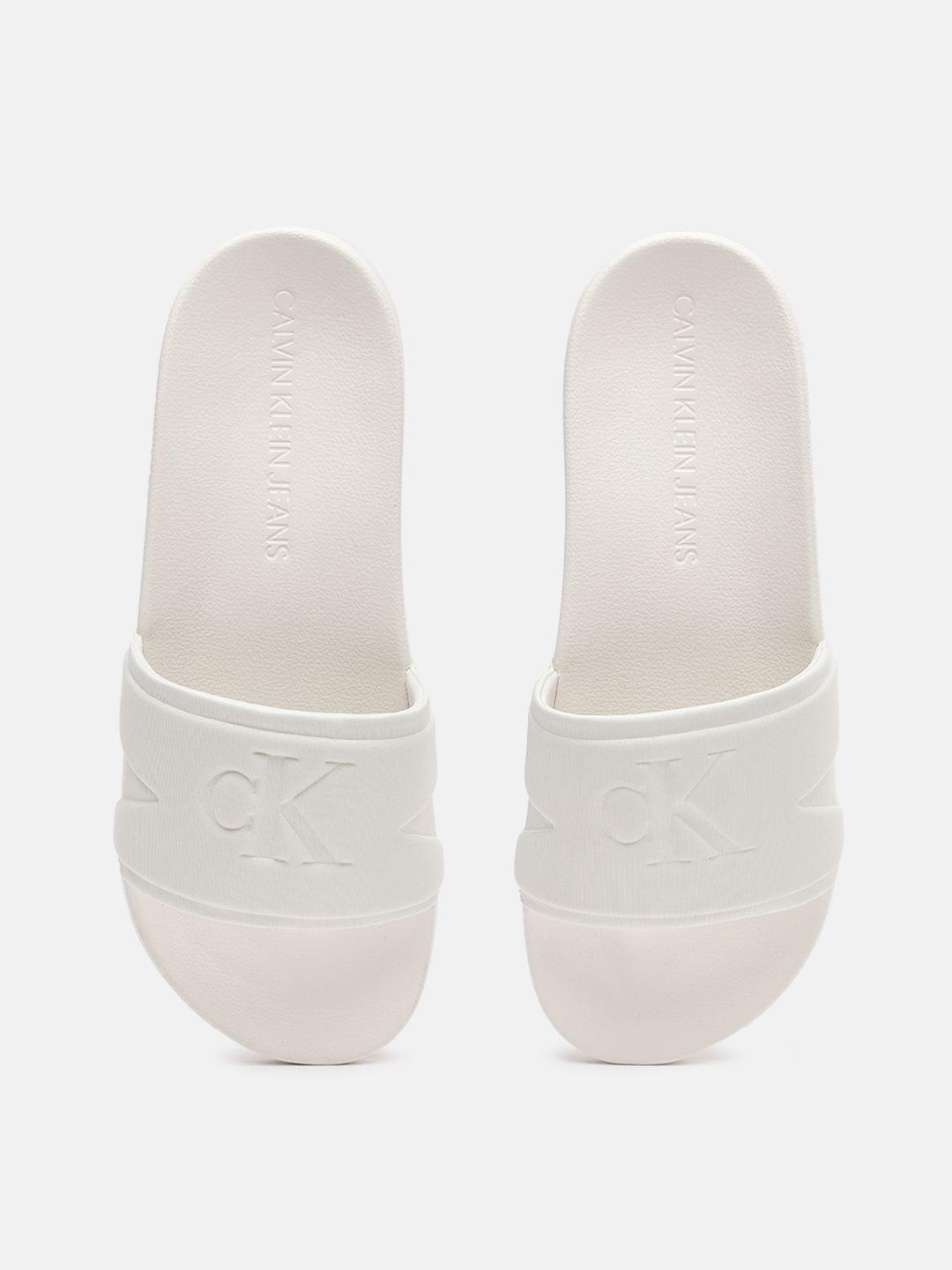 calvin klein jeans men brand logo printed sliders