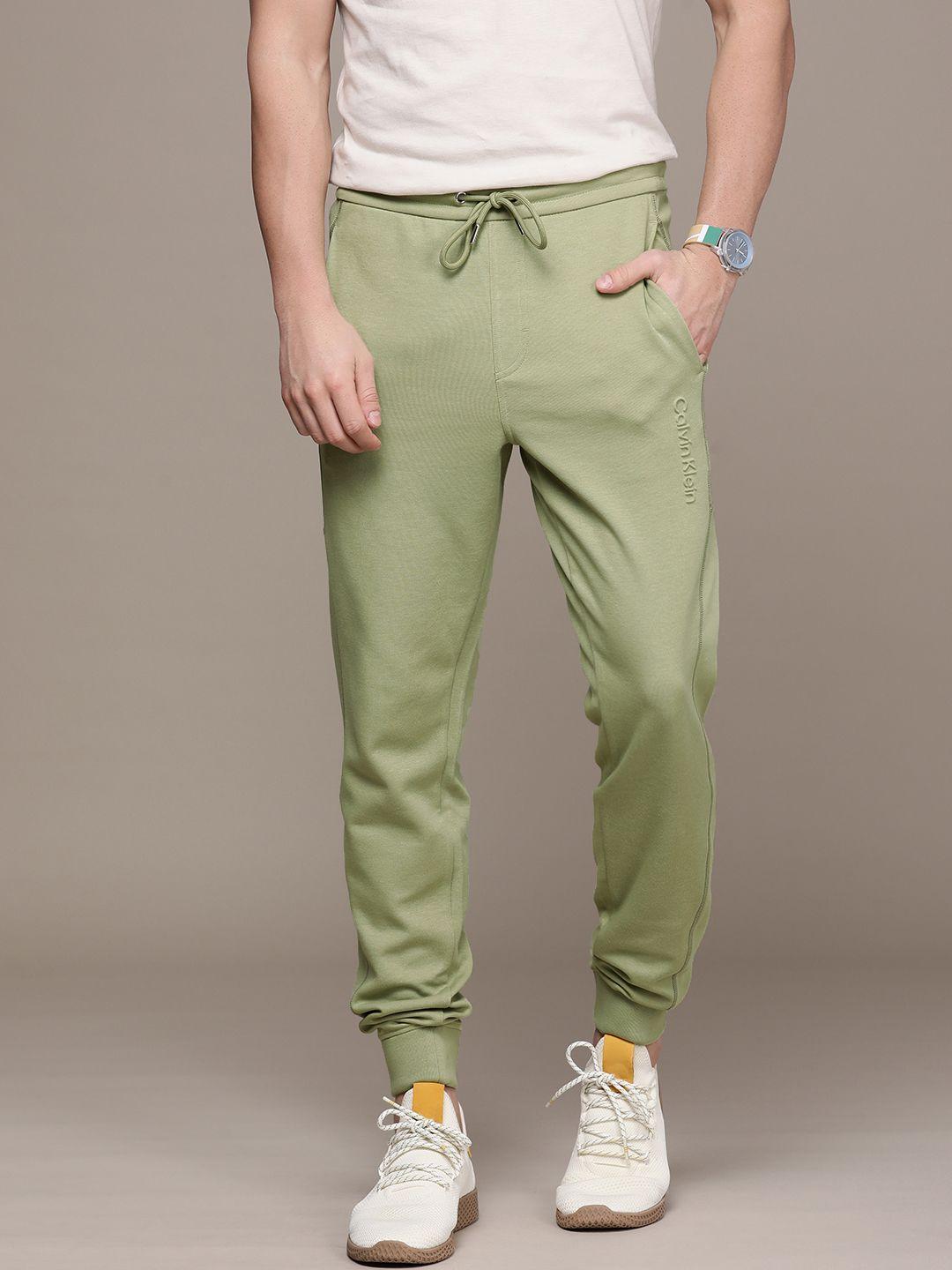 calvin klein jeans men green brand logo embossed joggers