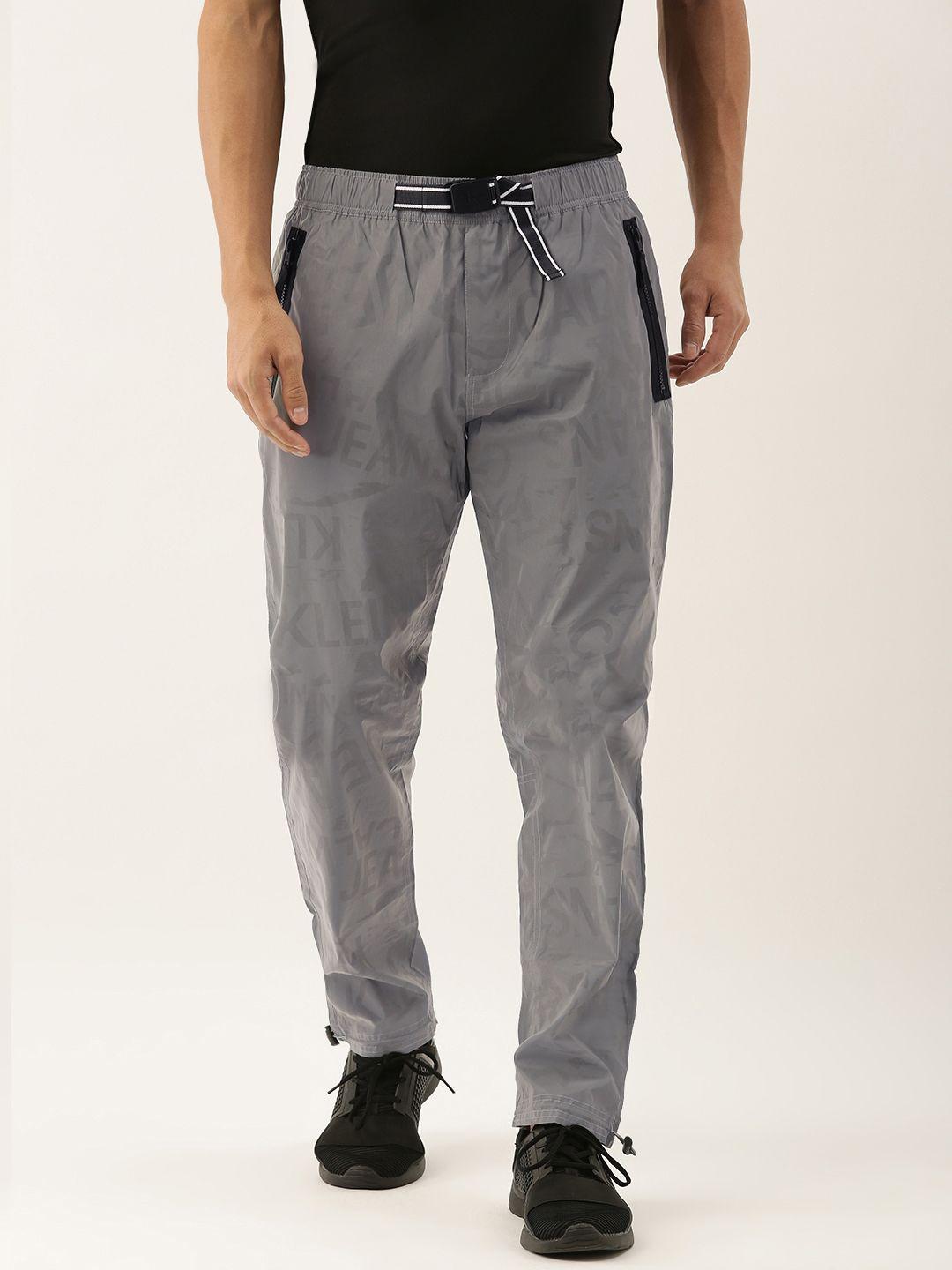 calvin klein jeans men grey printed track pants
