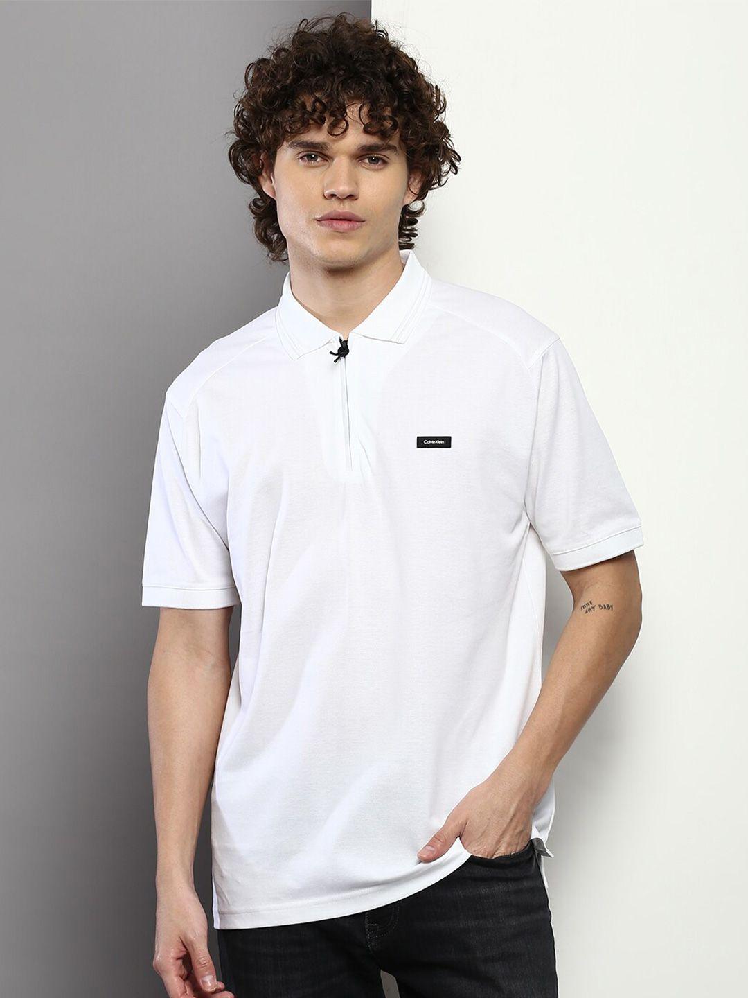 calvin klein jeans men polo collar pure cotton t-shirt