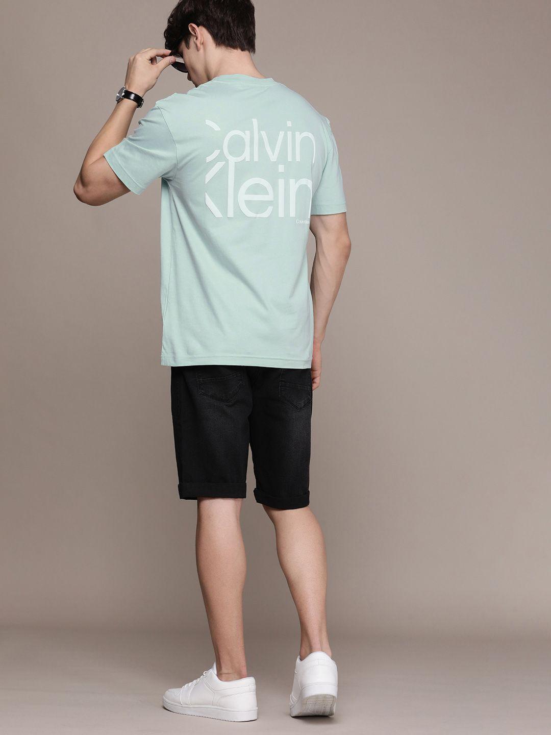calvin klein jeans men pure cotton brand logo printed t-shirt
