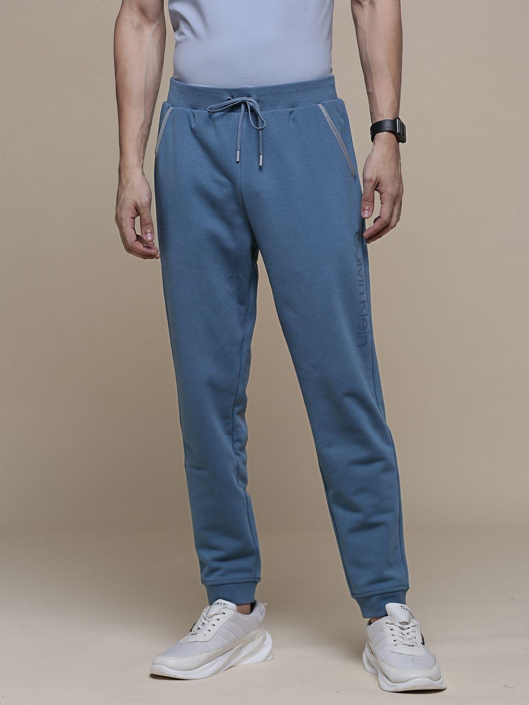 calvin klein jeans men solid knitted jogger track pants with drawstring closure