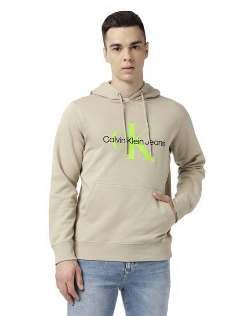 calvin klein jeans plaza taupe embroidery regular fit hoodie
