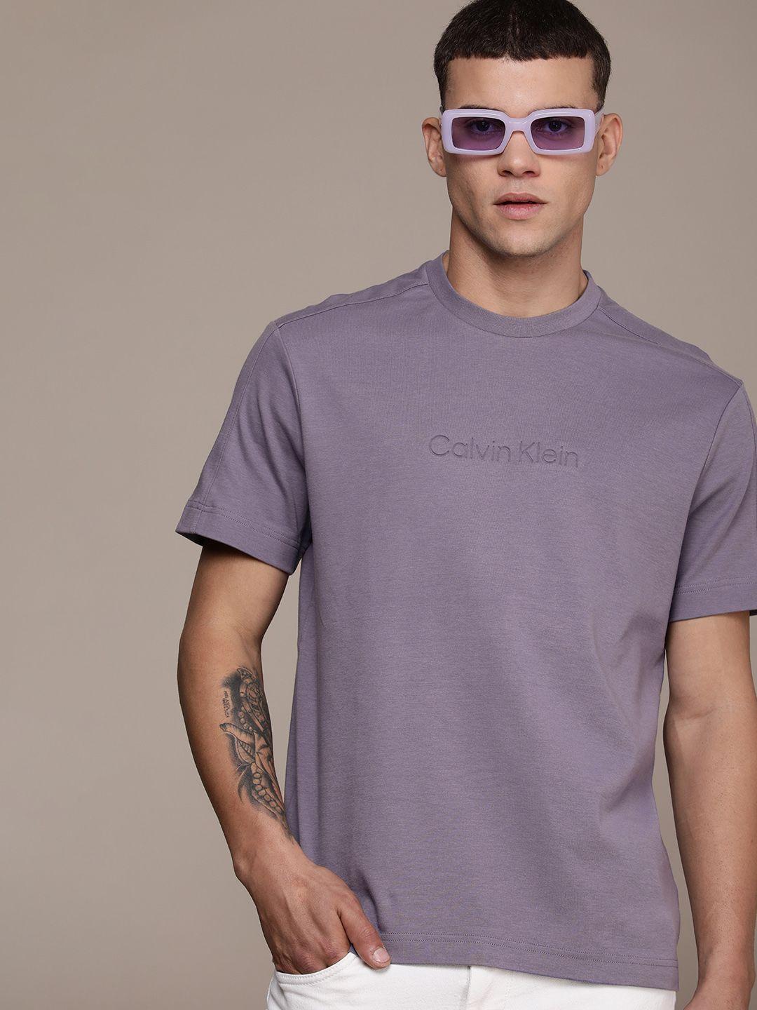 calvin klein jeans relaxed fit brand logo debossed detail pure cotton t-shirt