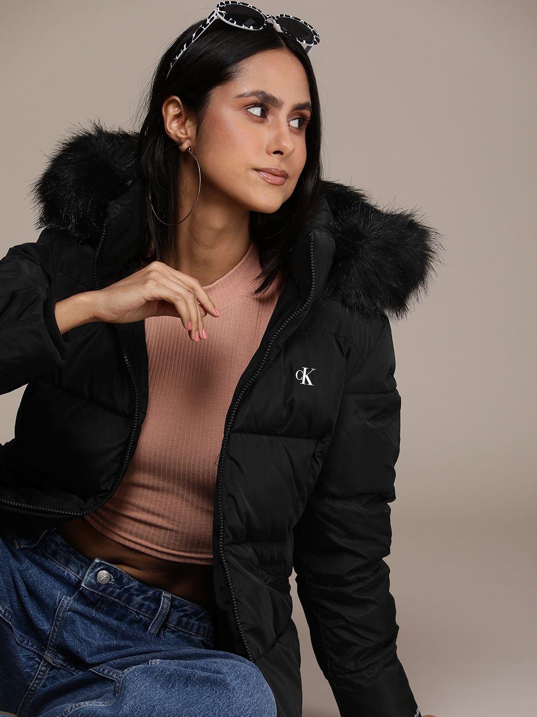 calvin klein jeans solid hooded puffer jacket