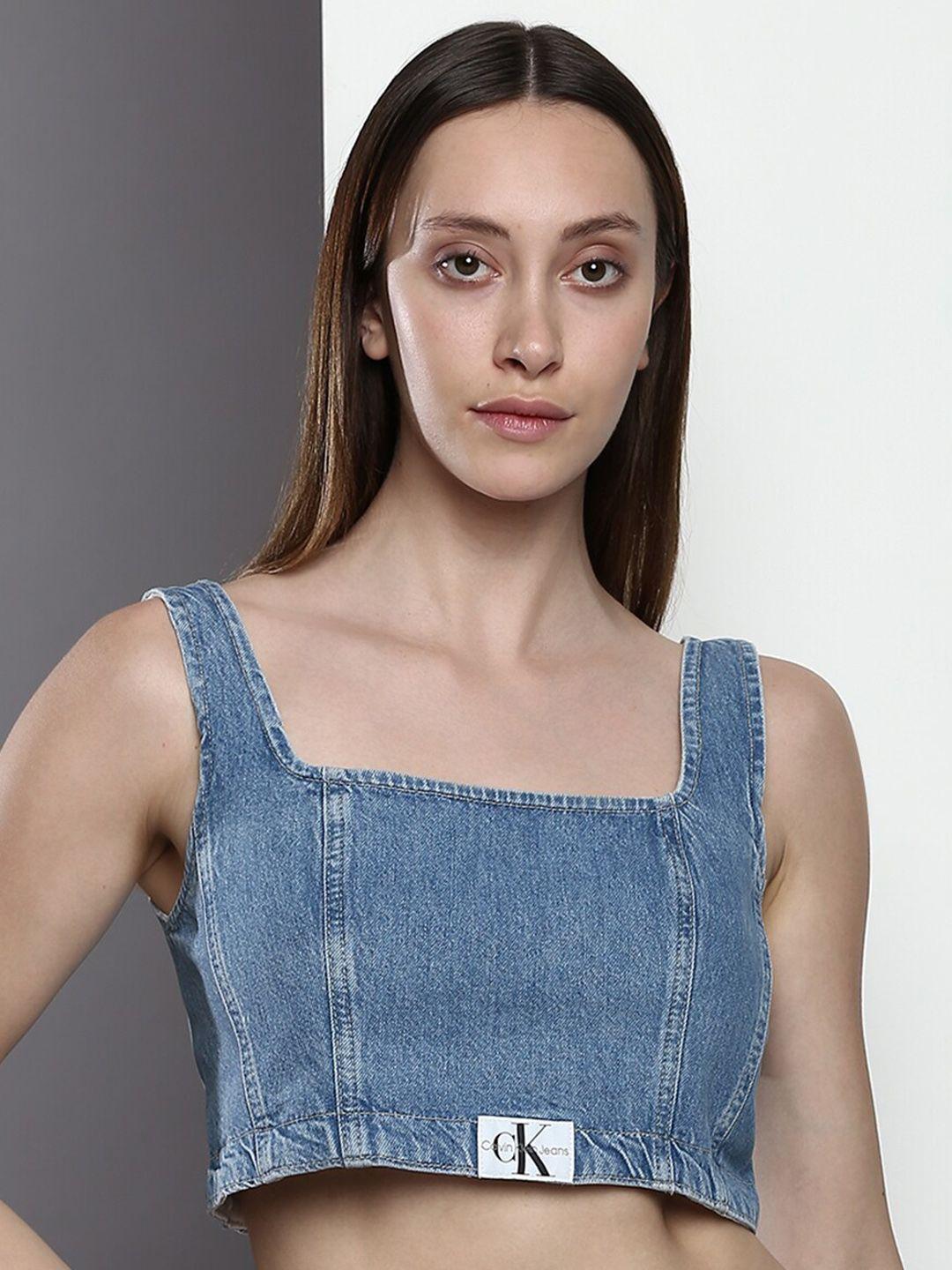 calvin klein jeans square neck crop top