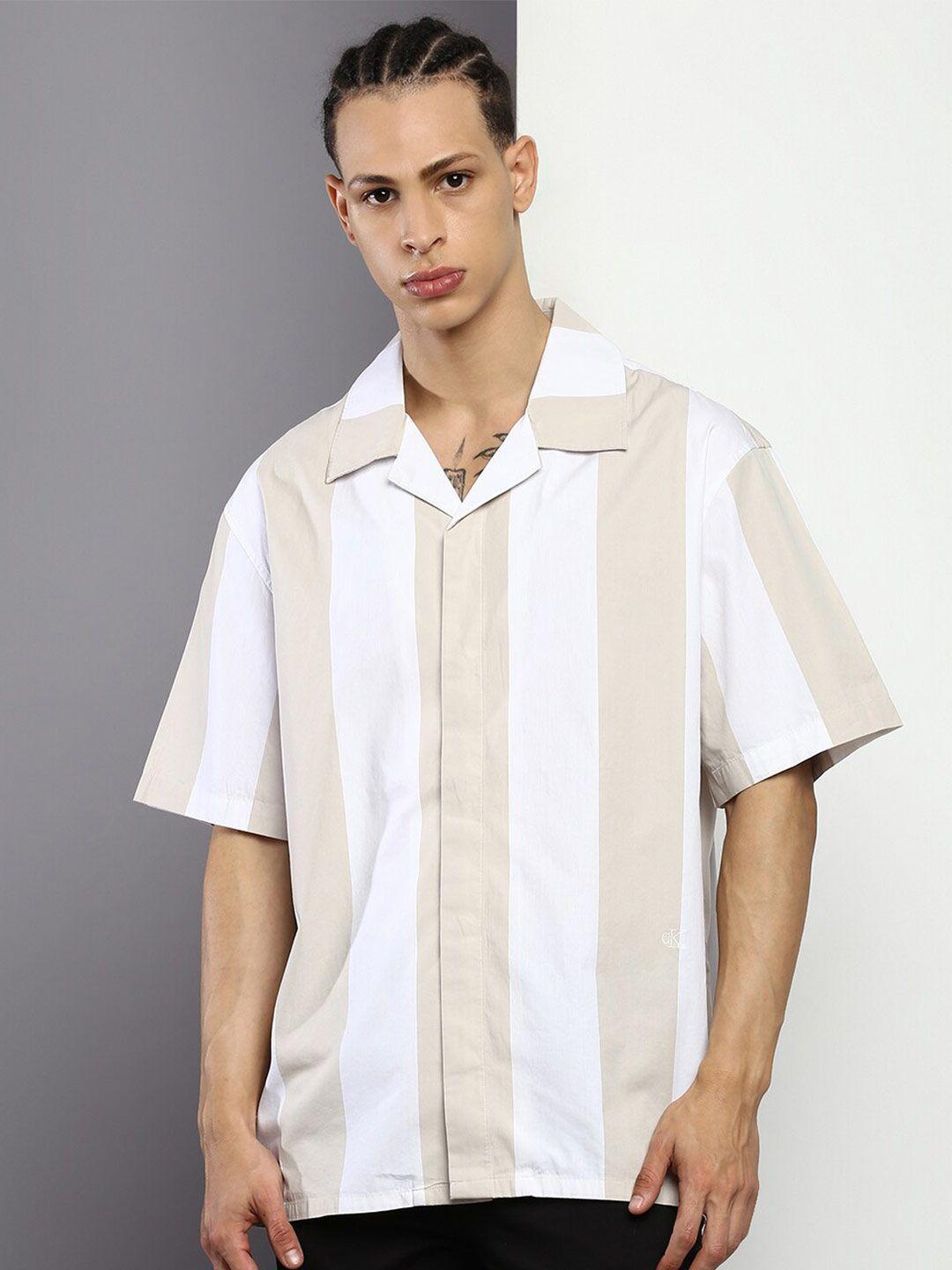 calvin klein jeans vertical striped casual cotton shirt