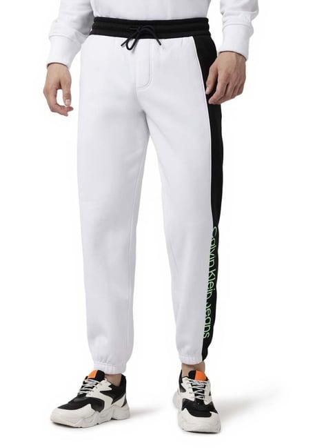 calvin klein jeans white & black colour-block regular fit joggers