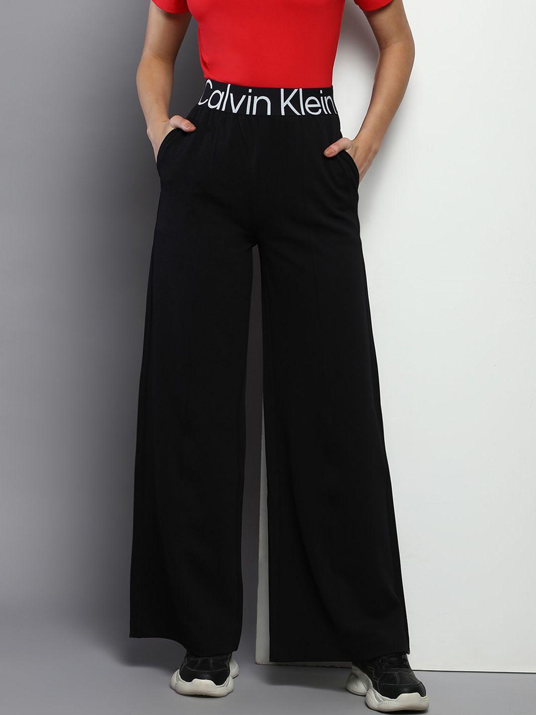 calvin klein jeans women high rise flared knitted parallel trouser