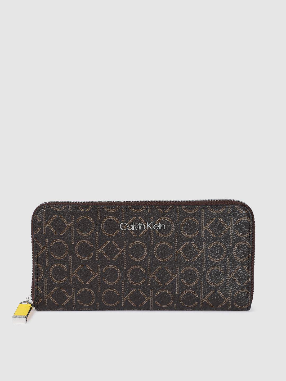 calvin klein jeans women printed zip around wallet