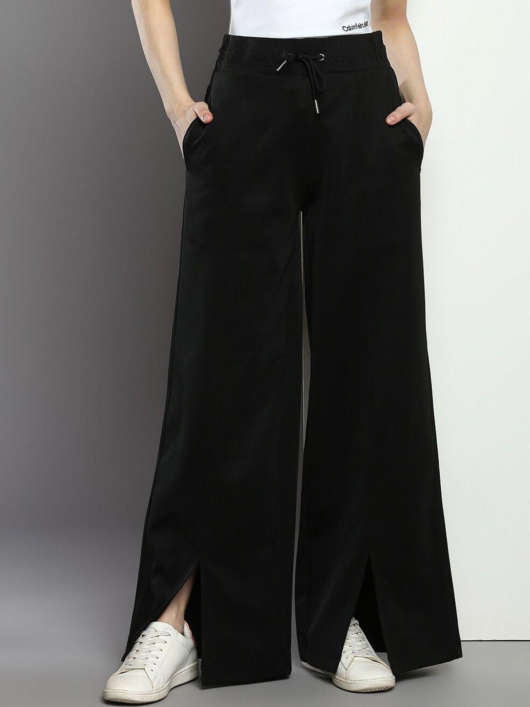 calvin klein jeans women wide leg front slits parallel trousers