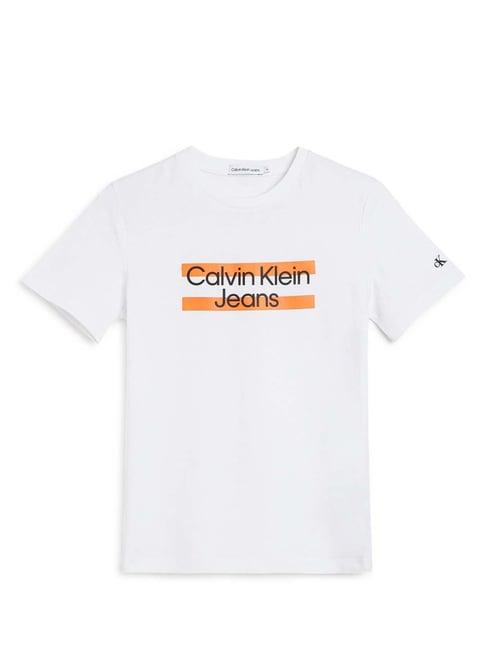 calvin klein kids bright white logo regular fit t-shirt